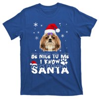 Be Nice To Me I Know Santa Shih Tzu Dog Christmas Xmas Gift T-Shirt