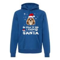 Be Nice To Me I Know Santa Shih Tzu Dog Christmas Xmas Gift Premium Hoodie