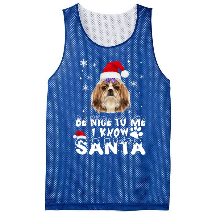 Be Nice To Me I Know Santa Shih Tzu Dog Christmas Xmas Gift Mesh Reversible Basketball Jersey Tank