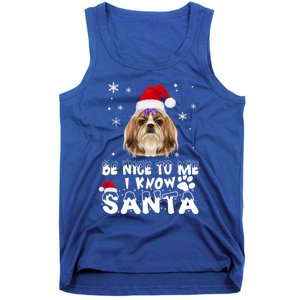 Be Nice To Me I Know Santa Shih Tzu Dog Christmas Xmas Gift Tank Top