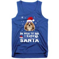 Be Nice To Me I Know Santa Shih Tzu Dog Christmas Xmas Gift Tank Top