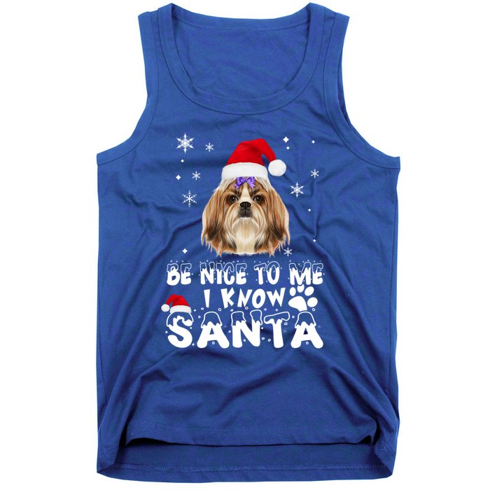 Be Nice To Me I Know Santa Shih Tzu Dog Christmas Xmas Gift Tank Top