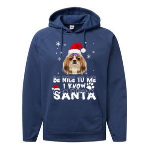 Be Nice To Me I Know Santa Shih Tzu Dog Christmas Xmas Gift Performance Fleece Hoodie