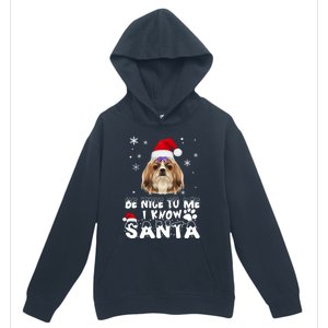 Be Nice To Me I Know Santa Shih Tzu Dog Christmas Xmas Gift Urban Pullover Hoodie