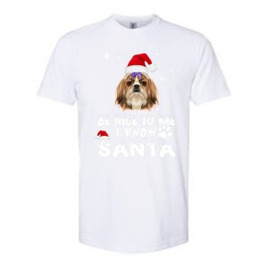 Be Nice To Me I Know Santa Shih Tzu Dog Christmas Xmas Gift Softstyle CVC T-Shirt