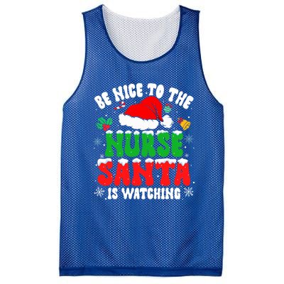 Be Nice To The Nurse Santa Is Watching Nursing Christmas Gift Mesh Reversible Basketball Jersey Tank