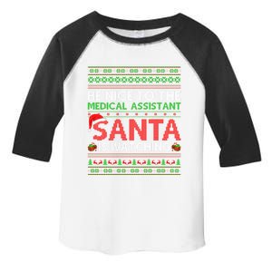 Be Nice To Medical Assistant Santa Watching Ugly Christmas Cool Gift Toddler Fine Jersey T-Shirt