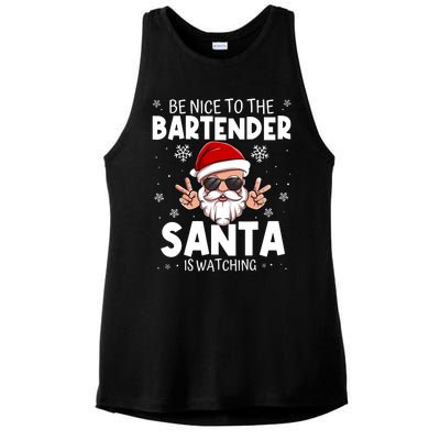 Be Nice To The Bartender Santa Is Watching Funny Christmas Ladies PosiCharge Tri-Blend Wicking Tank