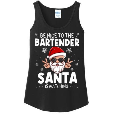 Be Nice To The Bartender Santa Is Watching Funny Christmas Ladies Essential Tank