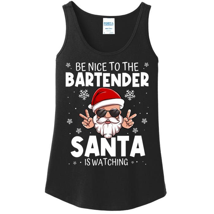 Be Nice To The Bartender Santa Is Watching Funny Christmas Ladies Essential Tank