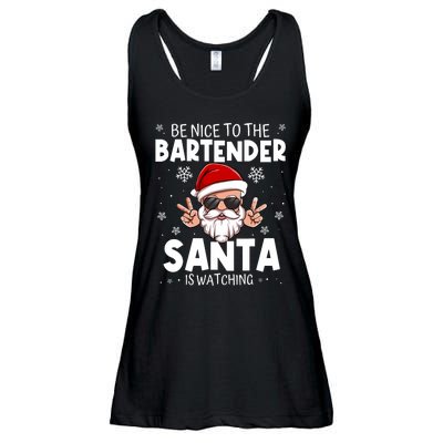 Be Nice To The Bartender Santa Is Watching Funny Christmas Ladies Essential Flowy Tank