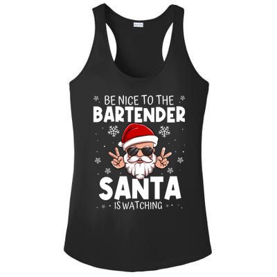 Be Nice To The Bartender Santa Is Watching Funny Christmas Ladies PosiCharge Competitor Racerback Tank