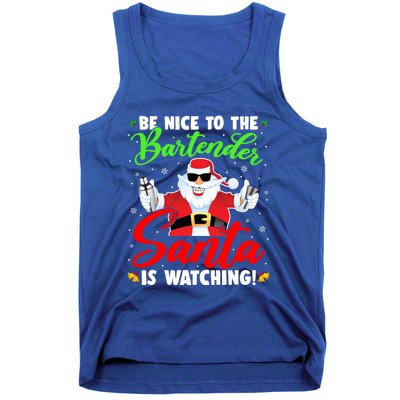 Be Nice To The Bartender Santa Is Watching Xmas Bartender Gift Tank Top