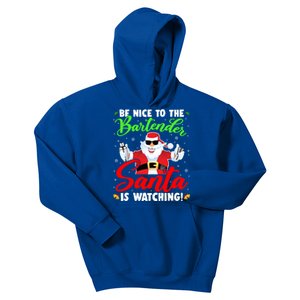 Be Nice To The Bartender Santa Is Watching Xmas Bartender Gift Kids Hoodie