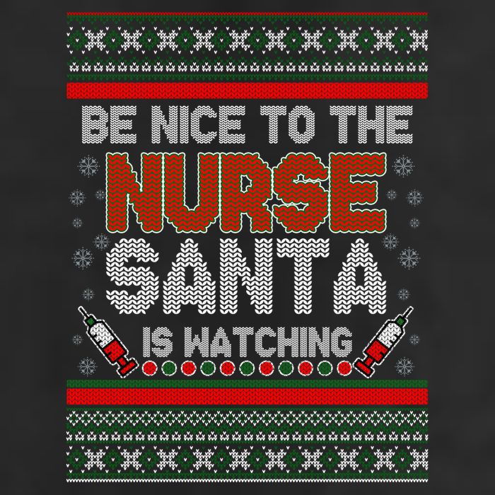 Be Nice To The Nurse Santa Is Watching Ugly Christmas Sweater 7 Panel Mesh Trucker Snapback Hat