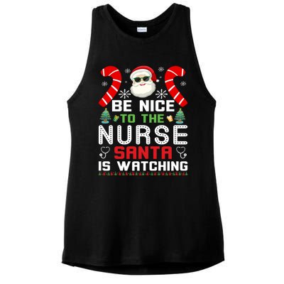 Be Nice To The Nurse Santa Is Watching Funny Christmas Nurse Gift Ladies PosiCharge Tri-Blend Wicking Tank