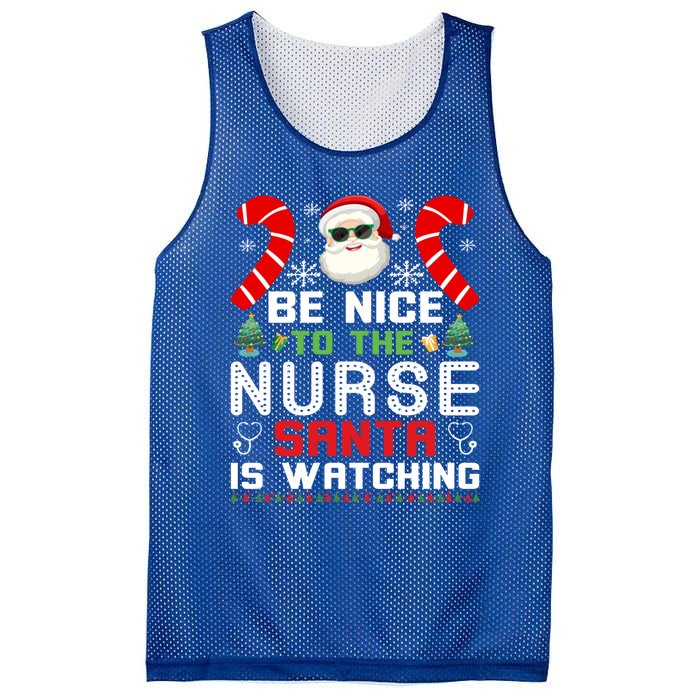 Be Nice To The Nurse Santa Is Watching Funny Christmas Nurse Gift Mesh Reversible Basketball Jersey Tank