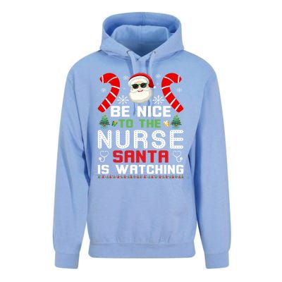 Be Nice To The Nurse Santa Is Watching Funny Christmas Nurse Gift Unisex Surf Hoodie