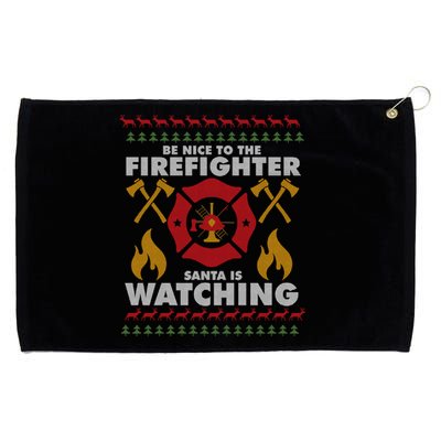 Be Nice To The Firefighter Xmas Perfect For Christmas Gift Grommeted Golf Towel