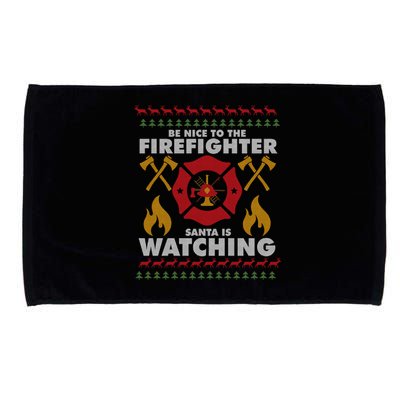 Be Nice To The Firefighter Xmas Perfect For Christmas Gift Microfiber Hand Towel