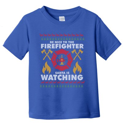 Be Nice To The Firefighter Xmas Perfect For Christmas Gift Toddler T-Shirt