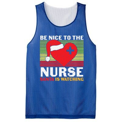 Be Nice To The Nurse Santa Is Watching Funny Christmas Meaningful Gift Mesh Reversible Basketball Jersey Tank