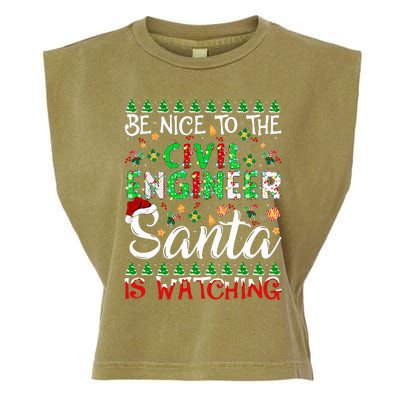 Be Nice To The Civil Engineer Santa Is Watching Christmas  Garment-Dyed Women's Muscle Tee