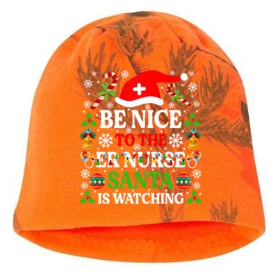 Be Nice To The Er Nurse Santa Is Watching Gift Christmas Gift Kati - Camo Knit Beanie