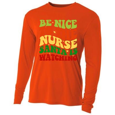 Be Nice To The Nurse Santa Is Watching Matching Christmas Gift Cooling Performance Long Sleeve Crew