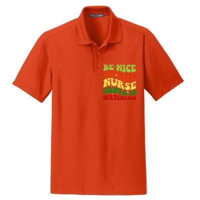 Be Nice To The Nurse Santa Is Watching Matching Christmas Gift Dry Zone Grid Polo