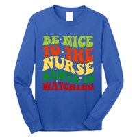 Be Nice To The Nurse Santa Is Watching Matching Christmas Gift Long Sleeve Shirt