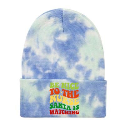 Be Nice To The Nurse Santa Is Watching Matching Christmas Gift Tie Dye 12in Knit Beanie