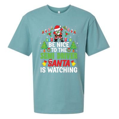 Be Nice To The Semi Driver Santa Truck Driver Christmas Sueded Cloud Jersey T-Shirt