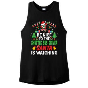 Be Nice To The Shuttle Bus Driver Santa Christmas Ladies PosiCharge Tri-Blend Wicking Tank