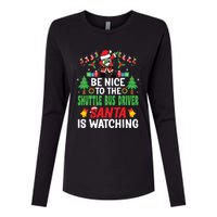 Be Nice To The Shuttle Bus Driver Santa Christmas Womens Cotton Relaxed Long Sleeve T-Shirt