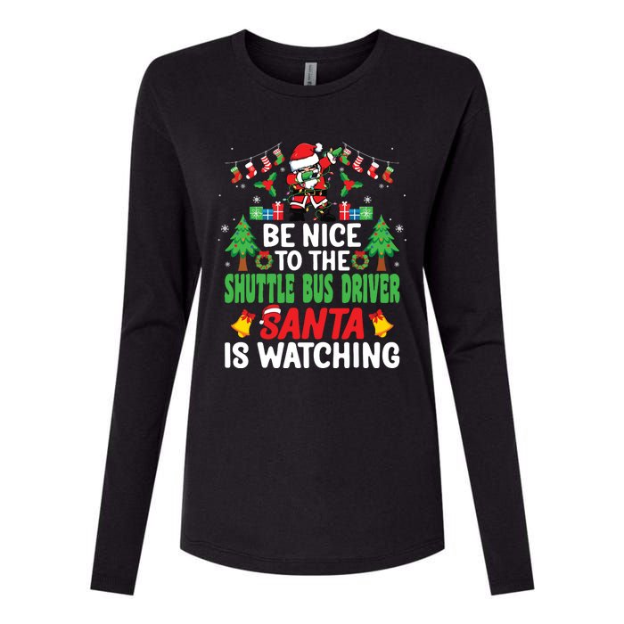 Be Nice To The Shuttle Bus Driver Santa Christmas Womens Cotton Relaxed Long Sleeve T-Shirt