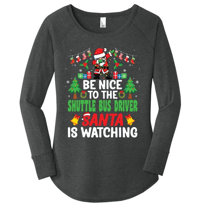 Be Nice To The Shuttle Bus Driver Santa Christmas Women's Perfect Tri Tunic Long Sleeve Shirt