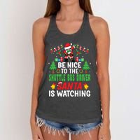 Be Nice To The Shuttle Bus Driver Santa Christmas Women's Knotted Racerback Tank