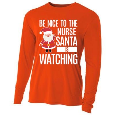 Be Nice To The Nurse Santa Is Watching Cool Gift Cooling Performance Long Sleeve Crew