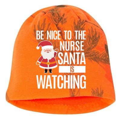 Be Nice To The Nurse Santa Is Watching Cool Gift Kati - Camo Knit Beanie