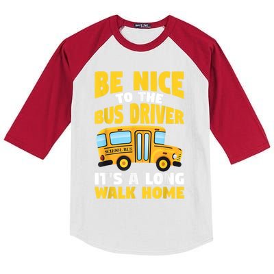 Be Nice To The Yellow School Bus Driver Kids Colorblock Raglan Jersey