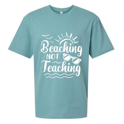 Beaching Not Teaching Summer Break Teacher Sueded Cloud Jersey T-Shirt