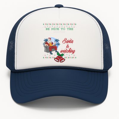 Be Nice To The Doctor Santa Is Watching Christmas Jobs Ugly Cool Gift Trucker Hat