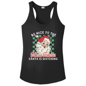 Be Nice To The Music Teacher Santa Is Watching Funny Xmas Ladies PosiCharge Competitor Racerback Tank