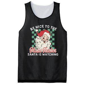 Be Nice To The Music Teacher Santa Is Watching Funny Xmas Mesh Reversible Basketball Jersey Tank