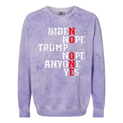 Biden Nope Trump Nope Anyone Yes No One Colorblast Crewneck Sweatshirt