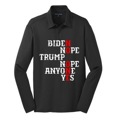 Biden Nope Trump Nope Anyone Yes No One Silk Touch Performance Long Sleeve Polo