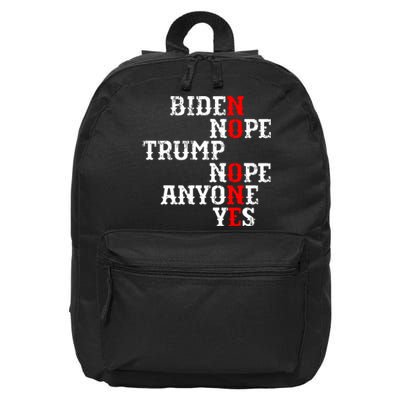 Biden Nope Trump Nope Anyone Yes No One 16 in Basic Backpack