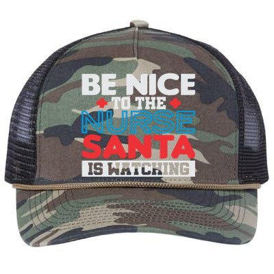 Be Nice To The Nurse Santa Is Watching Christmas Design Gift Retro Rope Trucker Hat Cap