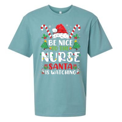 Be Nice To The Nurse Santa Is Watching Funny Nurse Christmas Sueded Cloud Jersey T-Shirt